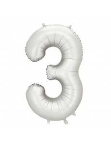 Balão Número 3 Prateado Mate